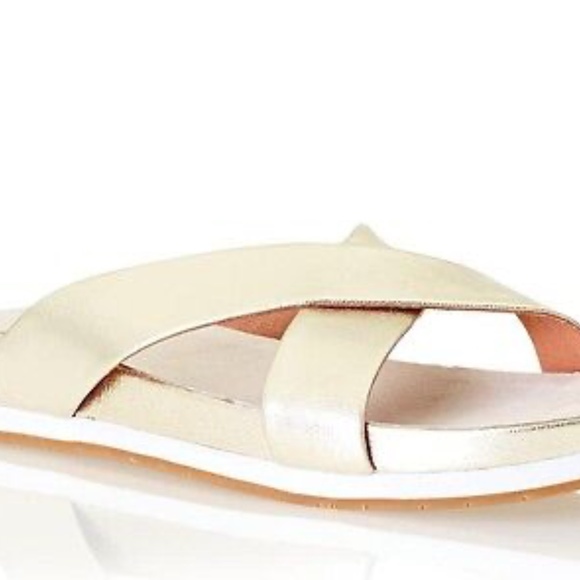 Joie Addy White Gold Criss Cross Sandals - Picture 6 of 7